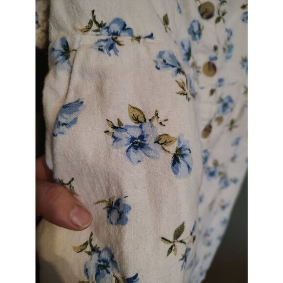 Old Navy Women's Size Medium White Blue Floral Babydoll Mini Dress - Picture 6 of 9